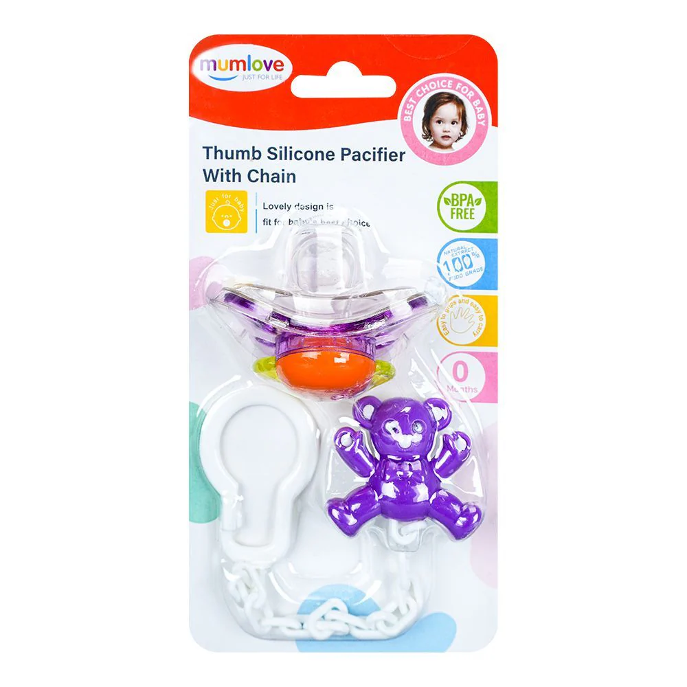 Baby Pacifier With Holder Bear Purple - Sunshine