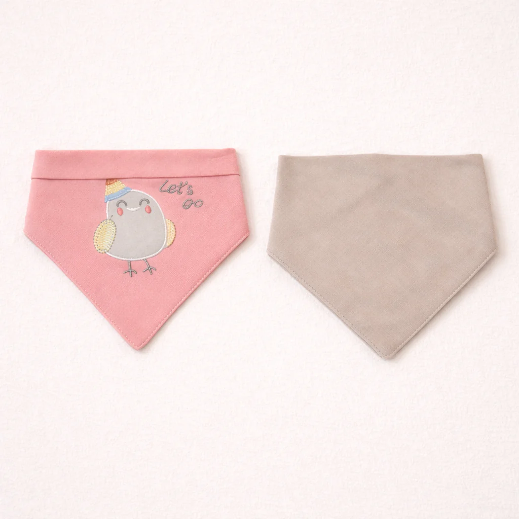 Baby Pack Of 2 Bandana Bib Set Pink & Grey - Sunshine