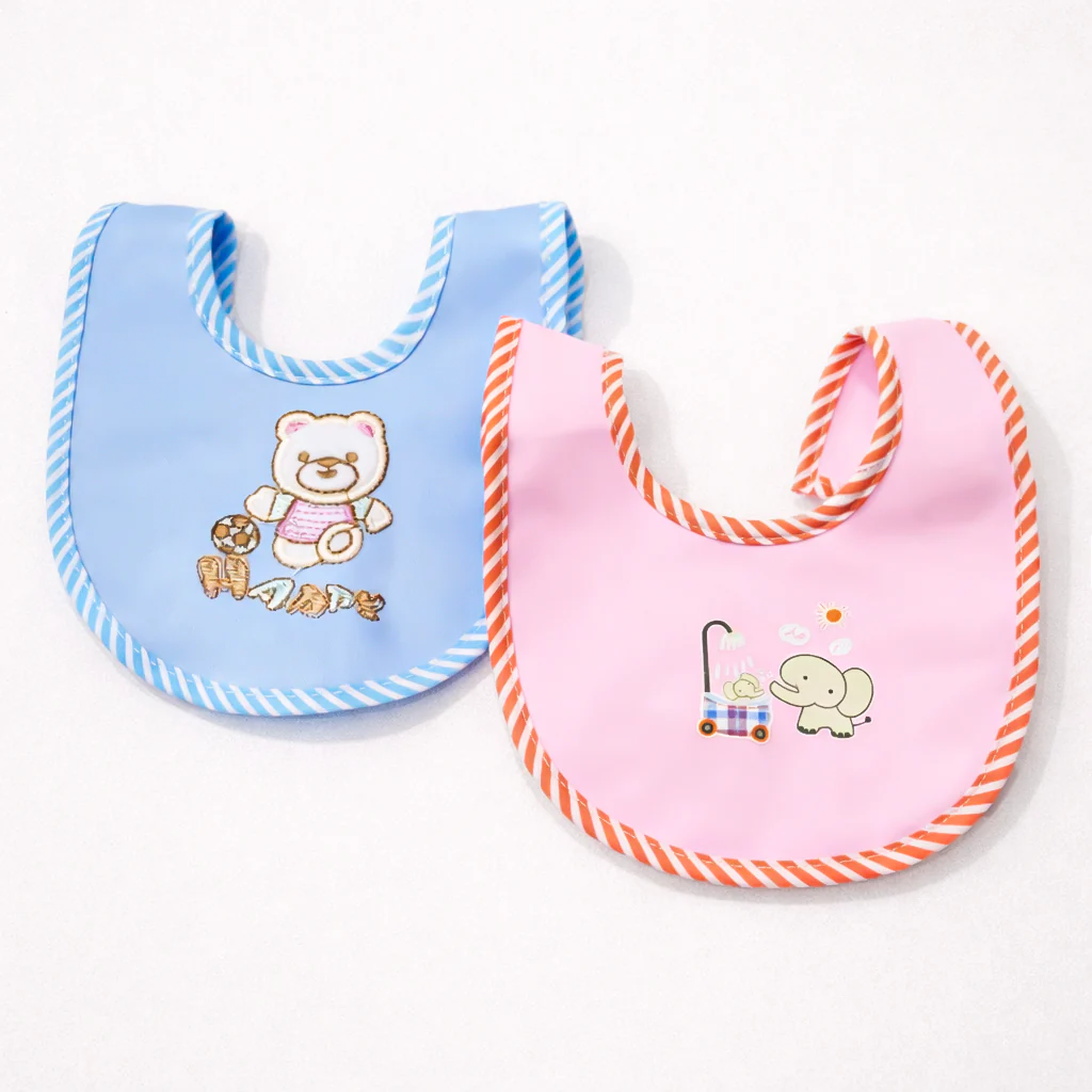 Baby Pack Of 2 Bib Set Bear Blue & Pink - Sunshine