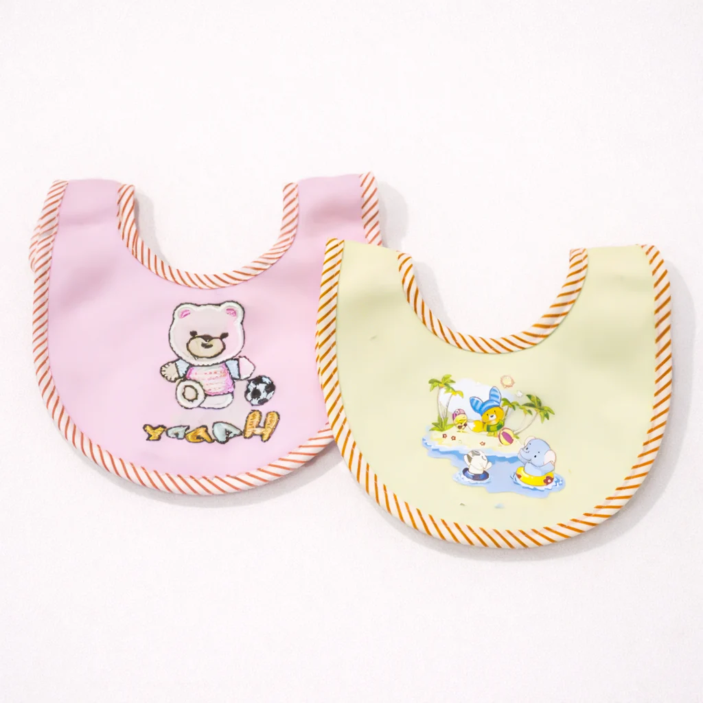 Baby Pack Of 2 Bib Set Bear Pink & Yellow - Sunshine