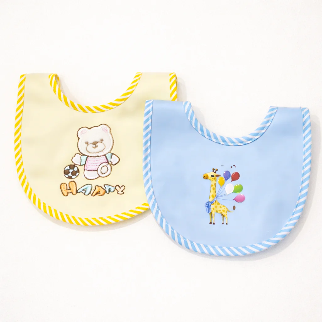 Baby Pack Of 2 Bib Set Bear Yellow & Blue - Sunshine