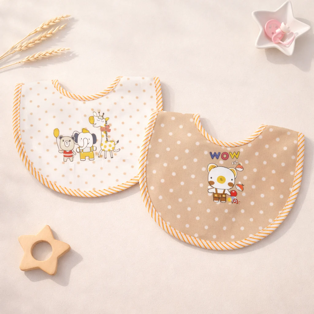 Baby Pack Of 2 Bib Set Polka Dots Brown - Sunshine