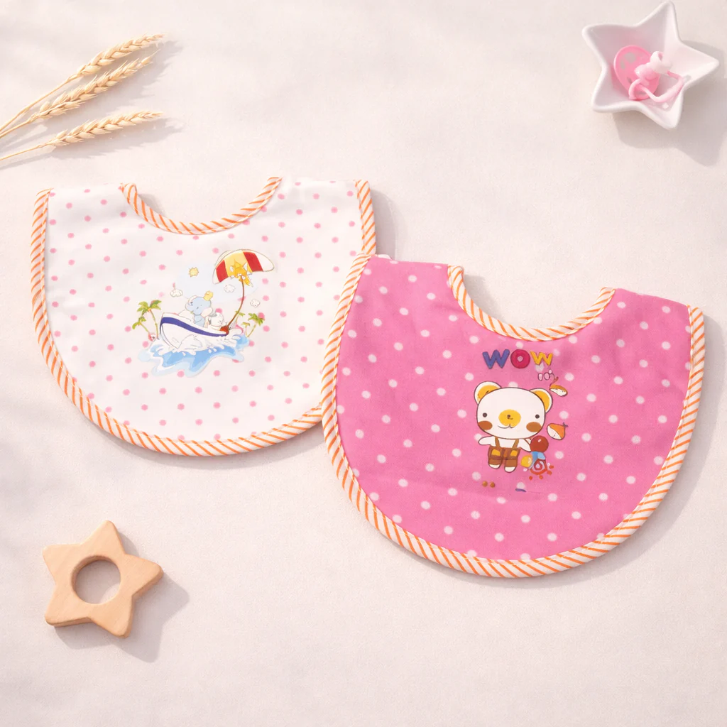 Baby Pack Of 2 Bib Set Polka Dots Pink - Sunshine