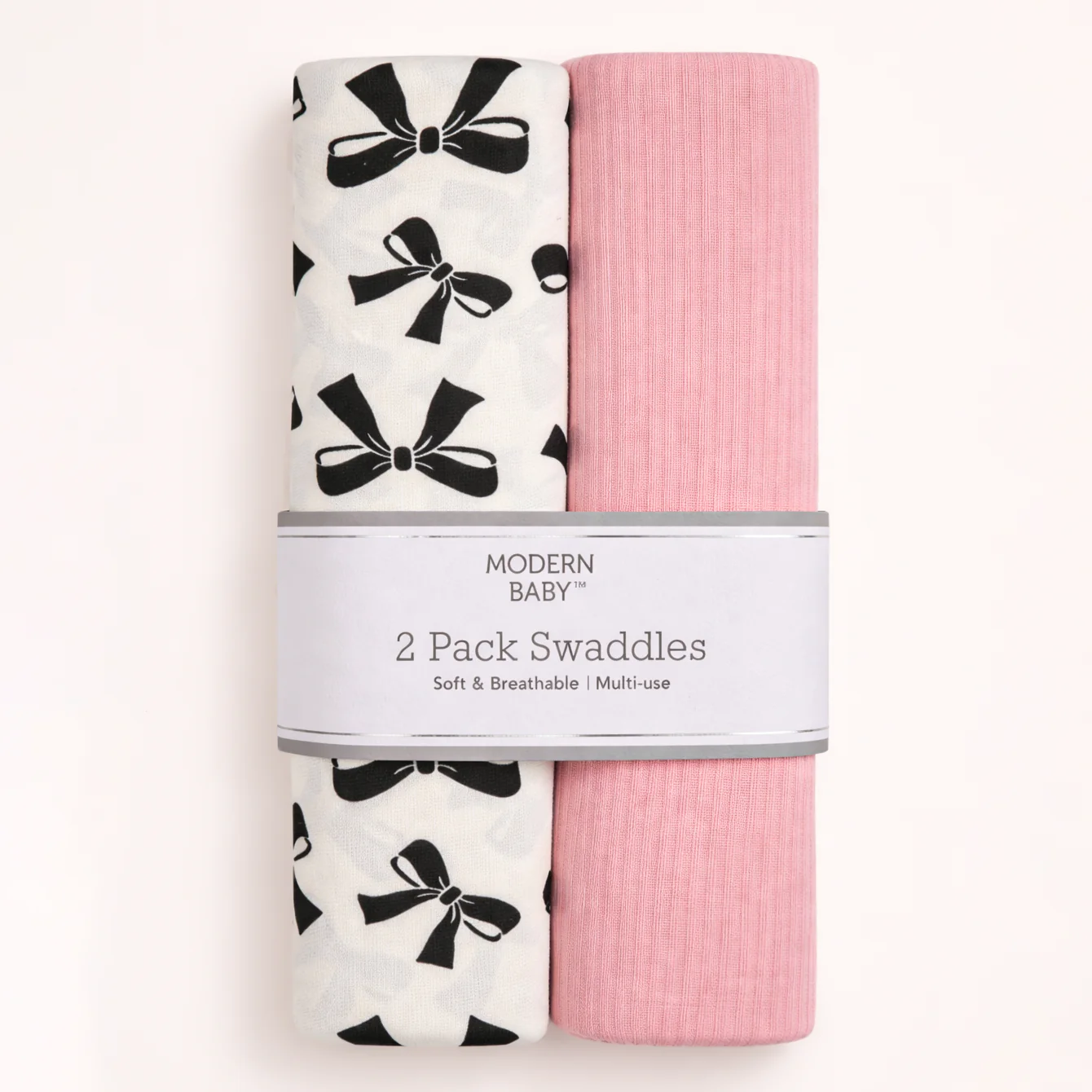 Baby Pack Of 2 Breathable Swaddle Set Bow Pink - Topse