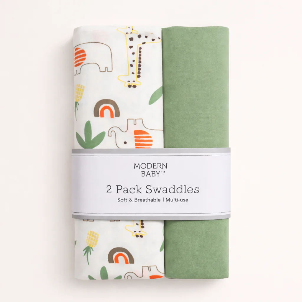 Baby Pack Of 2 Breathable Swaddle Set Crocodile Green - Topse