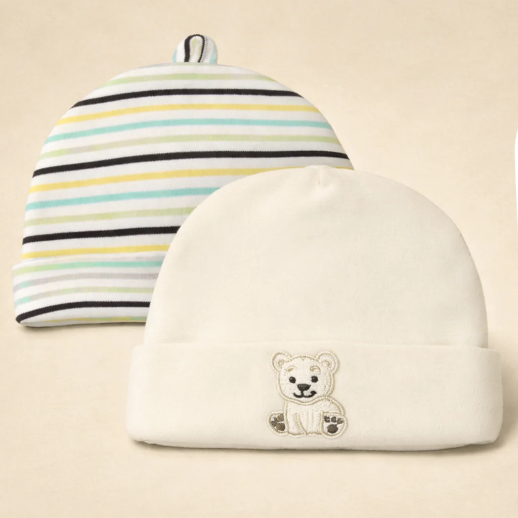 Baby Pack Of 2 Cap Set Bear Yellow - Sunshine
