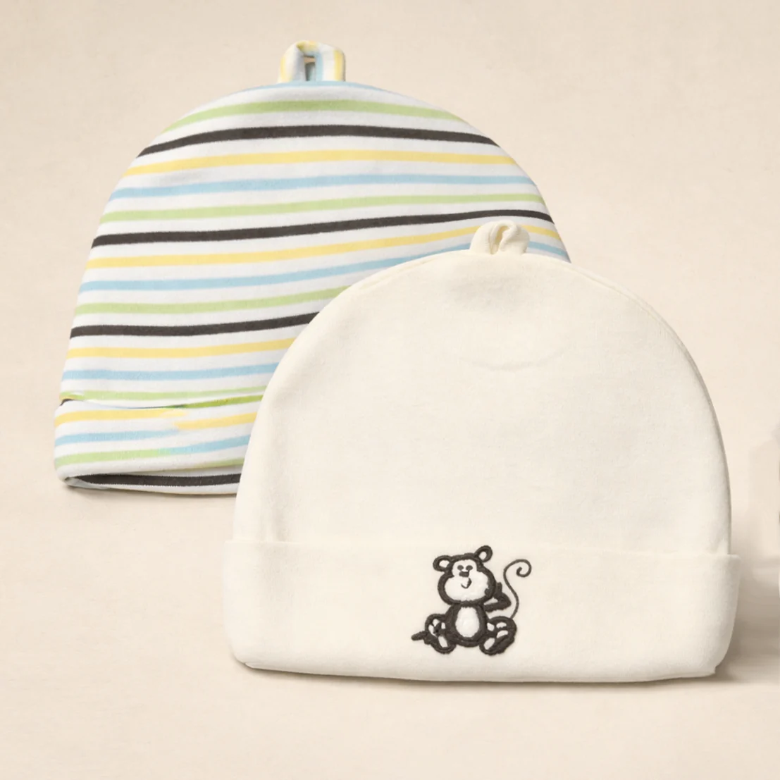 Baby Pack Of 2 Cap Set Monkey Yellow - Sunshine