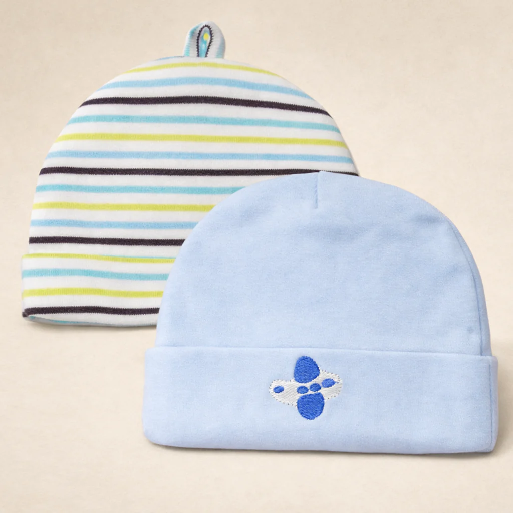 Baby Pack Of 2 Cap Set Plane Blue - Sunshine