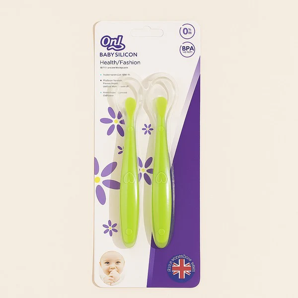 Baby Pack Of 2 Silicon Spoon Green - Sunshine