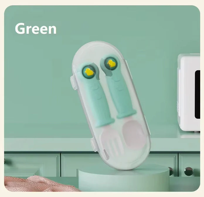 Baby Pack Of 2 Silicone Spoon Feeding Set Green - Sunshine