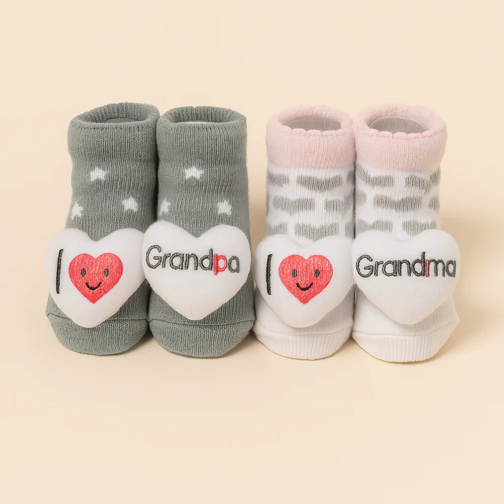 Baby Pack Of 2 Socks Set I Love Grandpa Grey - Sunshine