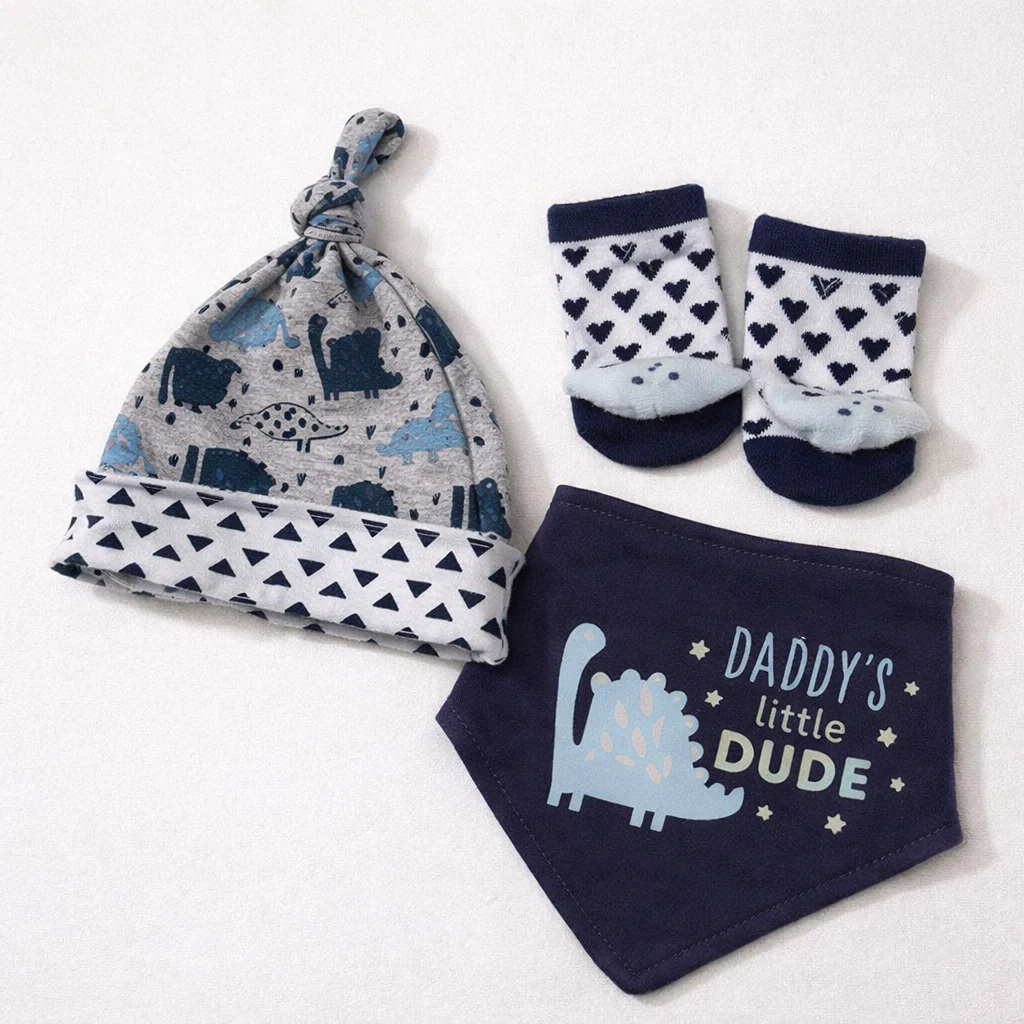 Baby Pack Of 3 Bib, Cap & Socks Set Daddys Dude Navy Blue - Sunshine