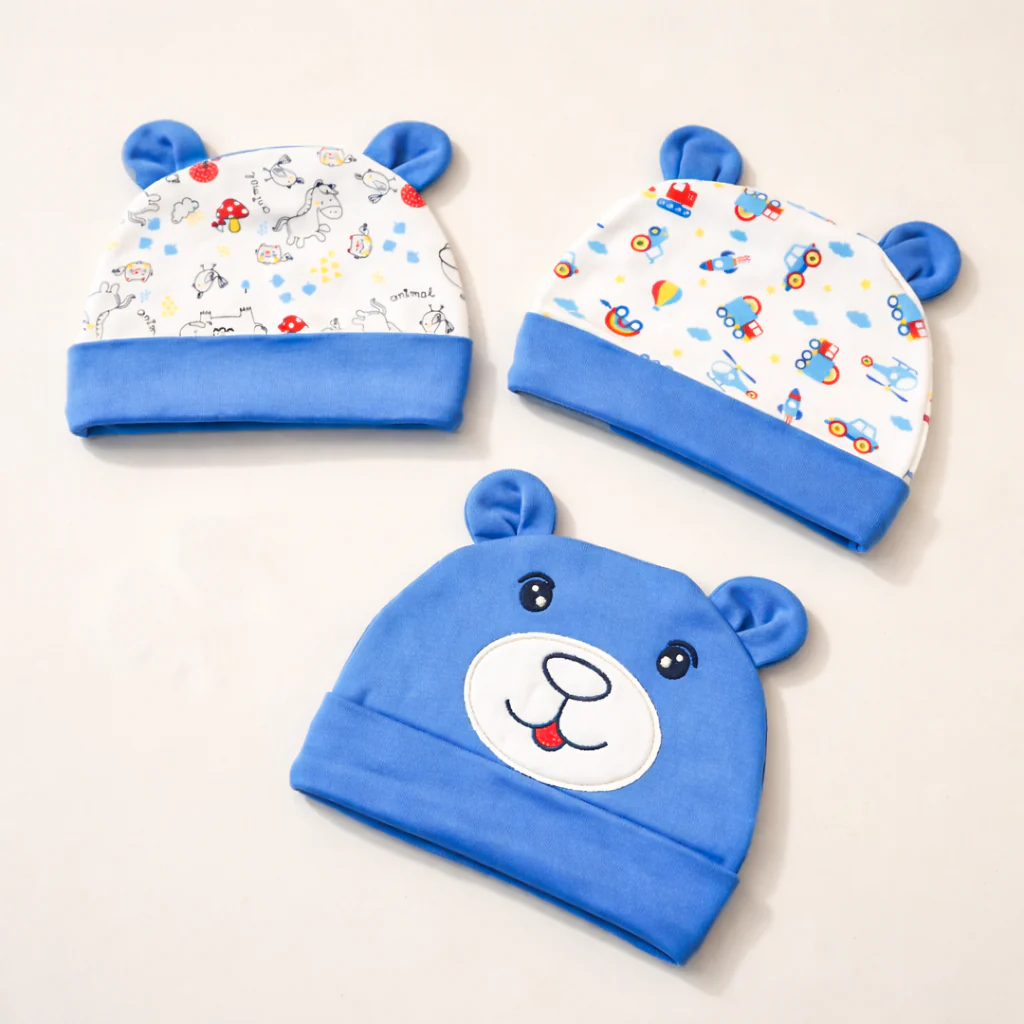 Baby Pack Of 3 Cap Set Dark Blue - Sunshine