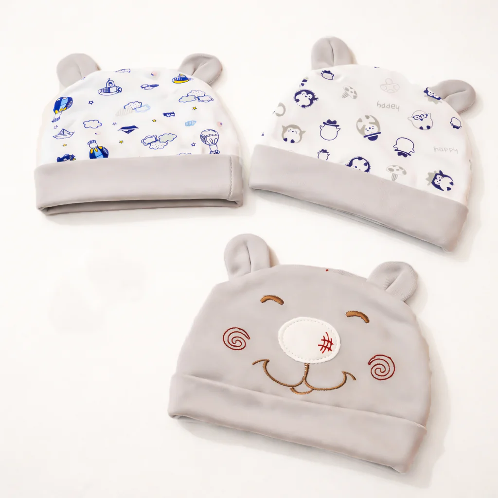Baby Pack Of 3 Cap Set Grey - Sunshine