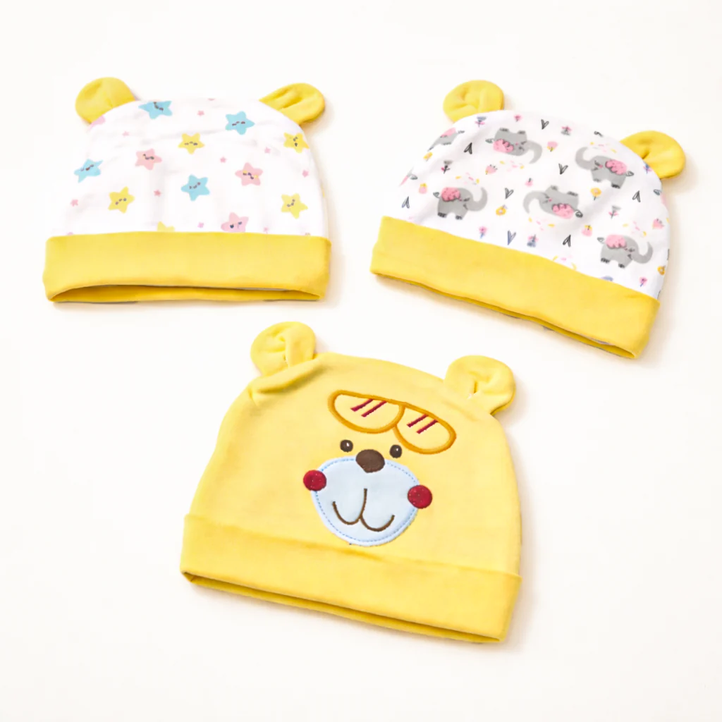 Baby Pack Of 3 Cap Set Yellow - Sunshine
