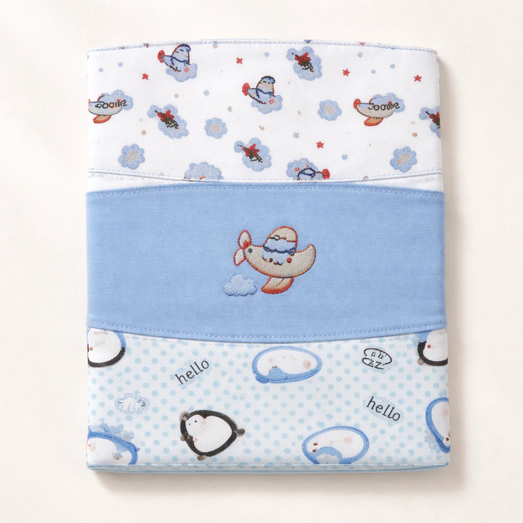 Baby Pack Of 3 Headband Set Aeroplan Blue - Topse