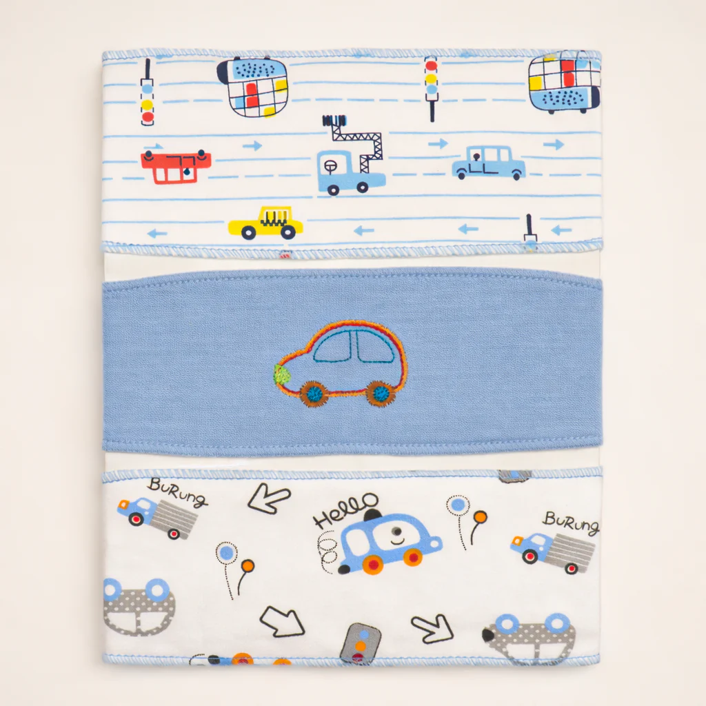Baby Pack Of 3 Headband Set Car Blue - Topse