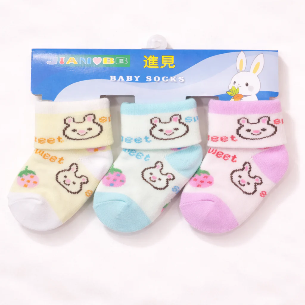Baby Pack Of 3 Socks Set Rabbit Green And Pink - Sunshine