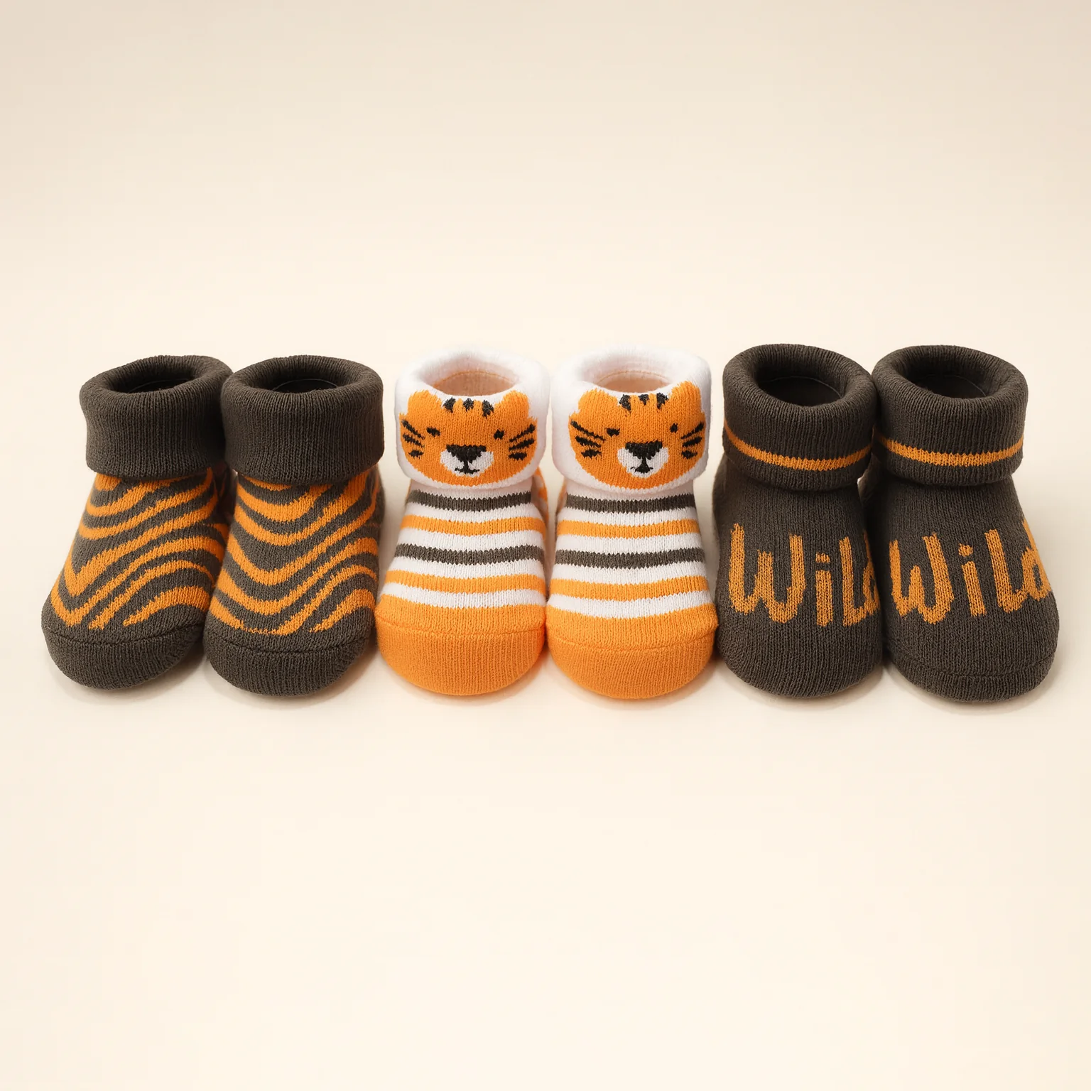 Baby Pack Of 3 Socks Set Tiger Multicolor - Sunshine