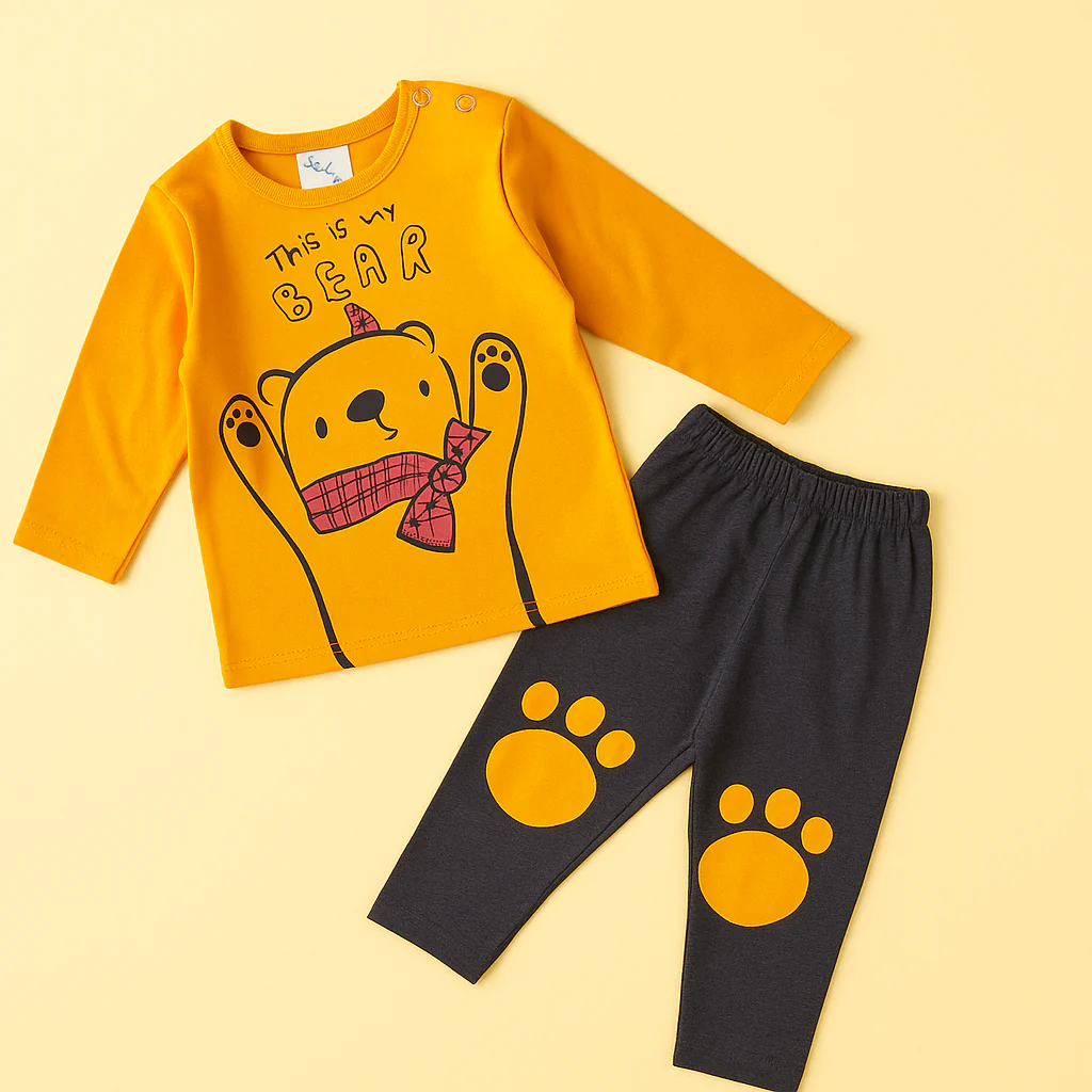 Baby Pajama Set Bear Yellow - Sunshine - Image 2
