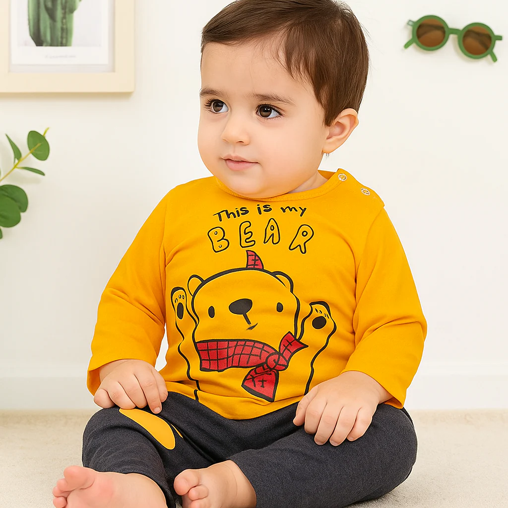 Baby Pajama Set Bear Yellow - Sunshine - Image 3