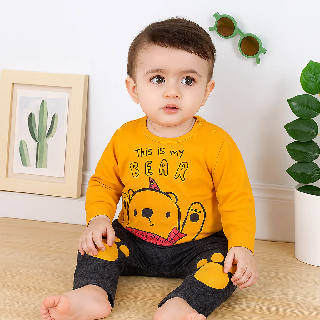Baby Pajama Set Bear Yellow - Sunshine - Image 4
