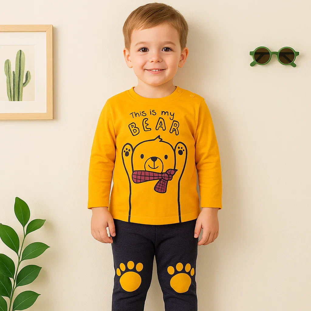 Baby Pajama Set Bear Yellow - Sunshine - Image 8