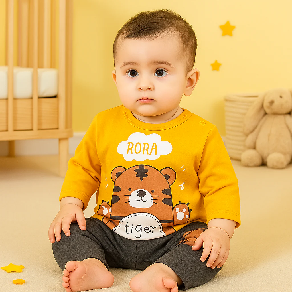 Baby Pajama Set Tiger Mustard - Sunshine - Image 5