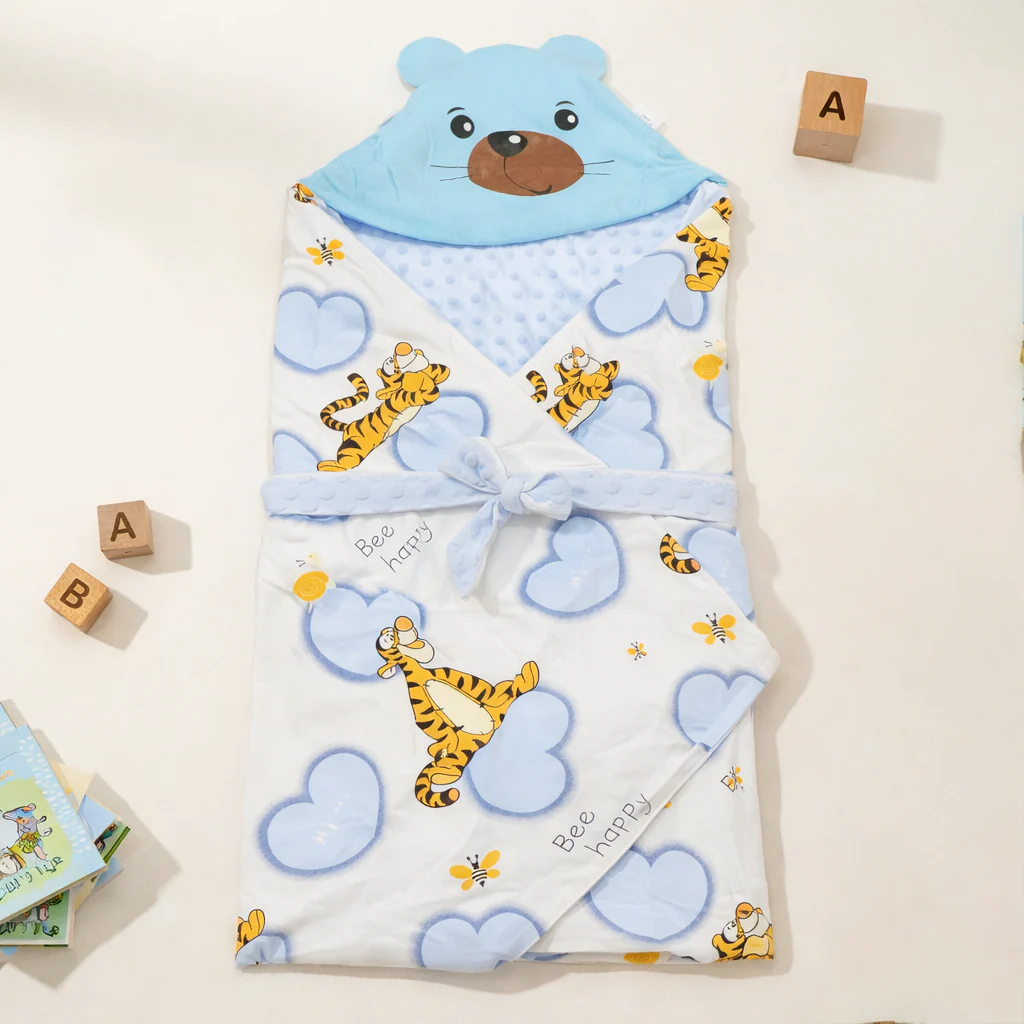 Baby Poppy Seed Warm Swaddle Tiger White - Sunshine