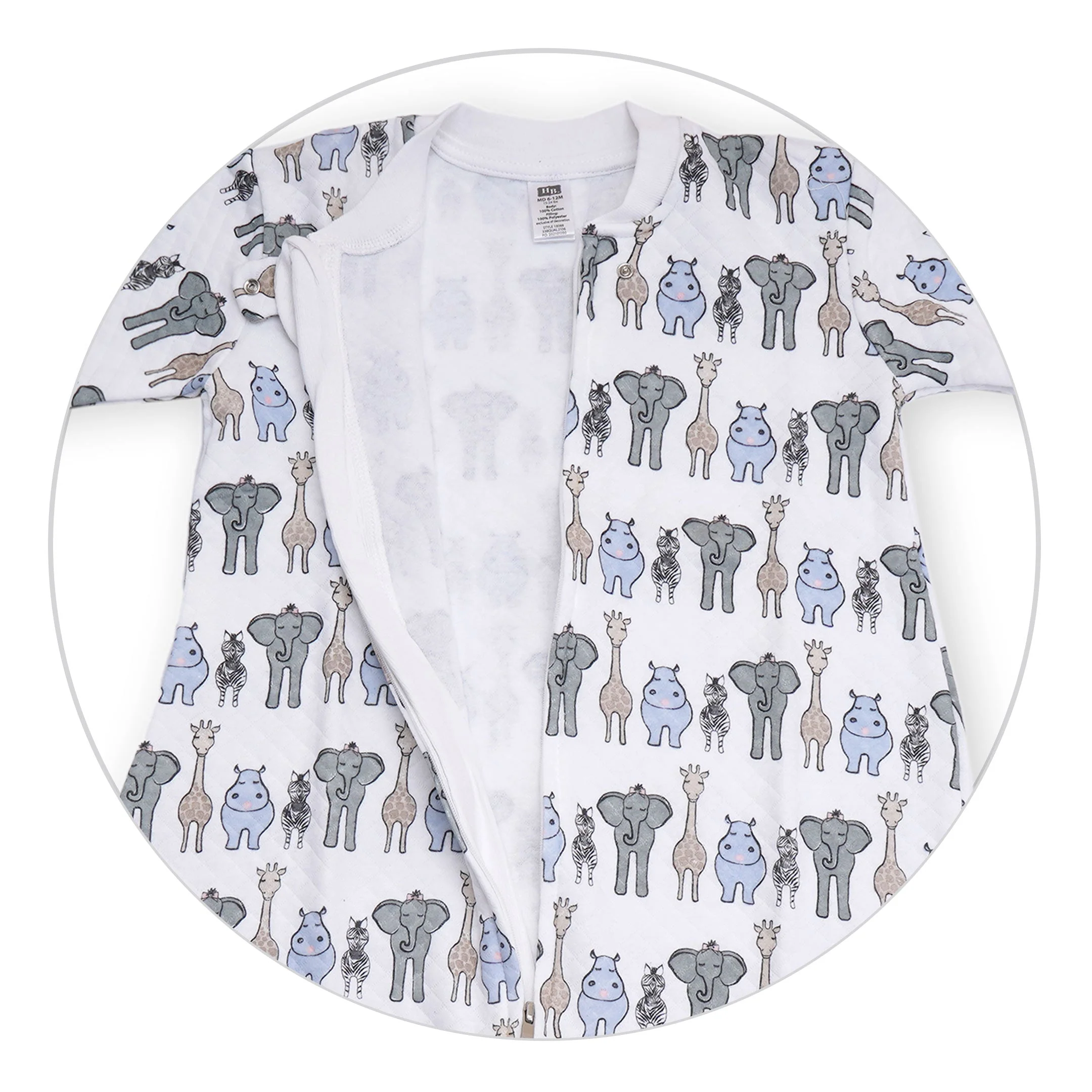 Baby Premium Quilted Long Sleeve Sleeping Bag Swaddle Animals White - Sunshine - Image 3