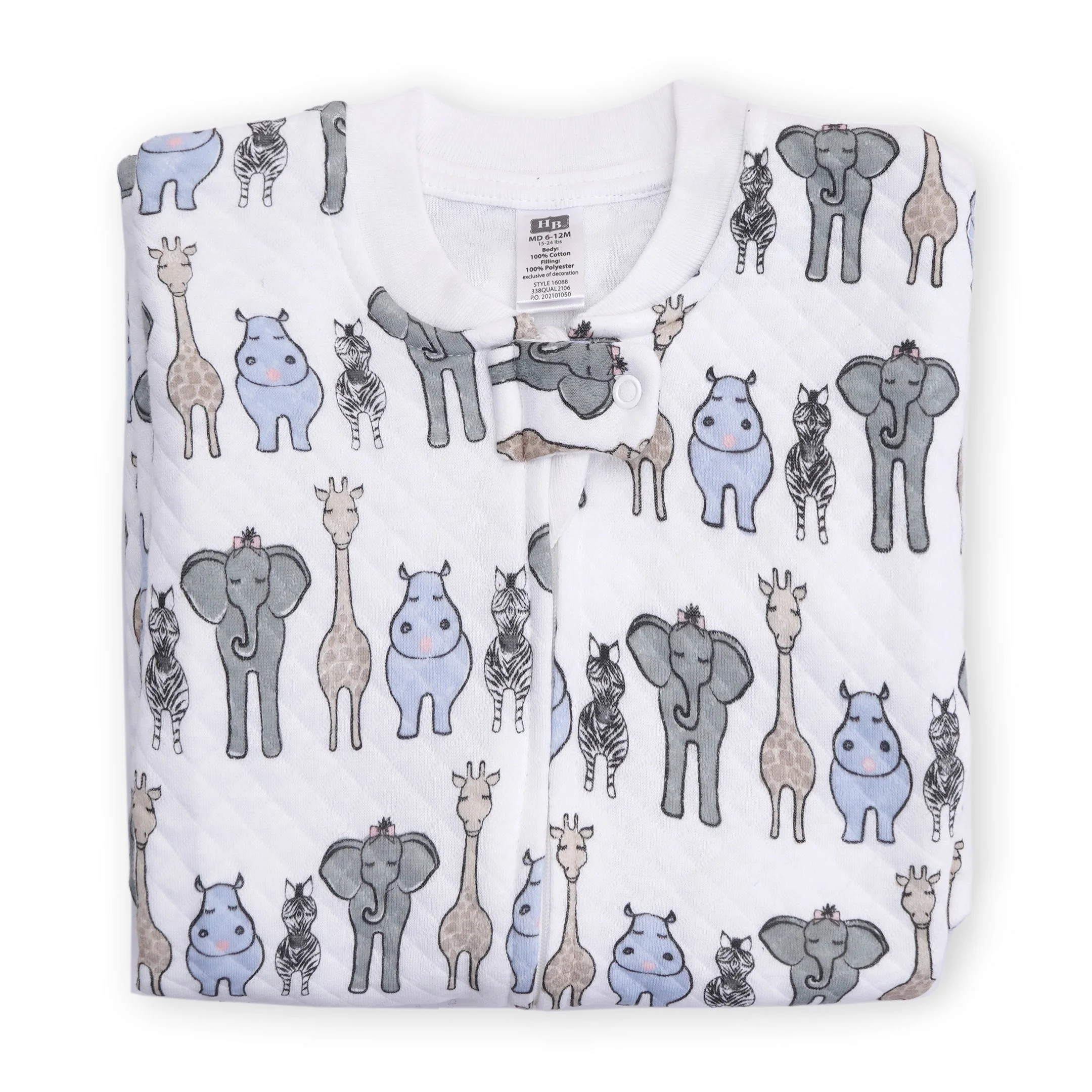Baby Premium Quilted Long Sleeve Sleeping Bag Swaddle Animals White - Sunshine - Image 4