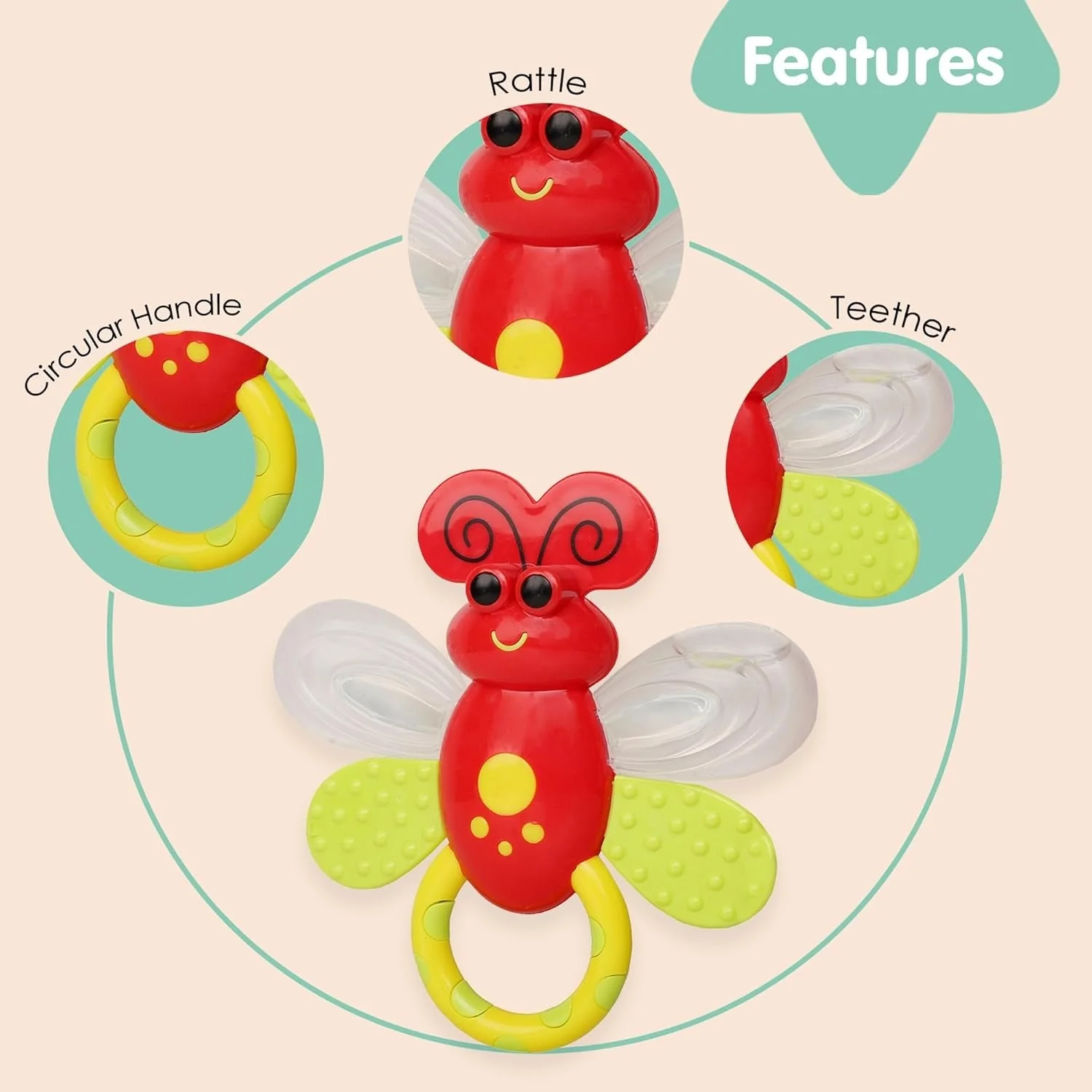 Baby Rattle Teether Butterfly Yellow - Sunshine - Image 5