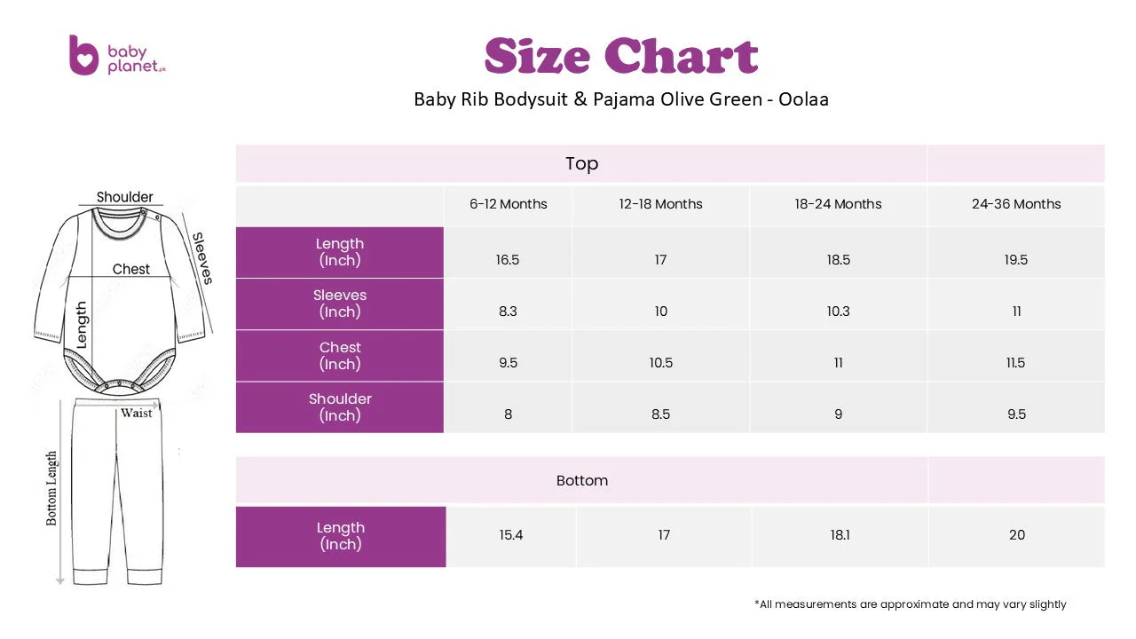 Baby Rib Bodysuit & Pajama Olive Green - Oolaa - Image 2