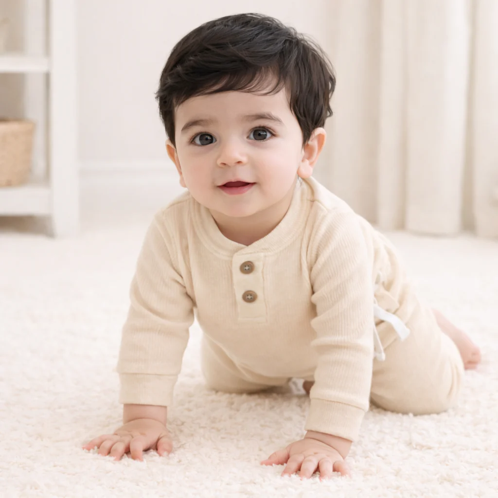 Baby Rib Bodysuit & Pajama Set Cream - Oolaa - Image 2