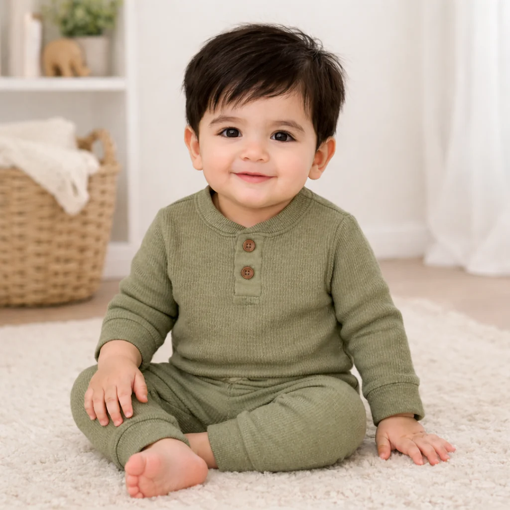 Baby Rib Bodysuit & Pajama Set Forest Green - Oolaa - Image 2