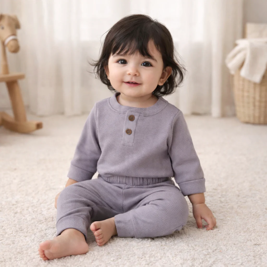 Baby Rib Bodysuit & Pajama Set Light Purple - Oolaa - Image 2