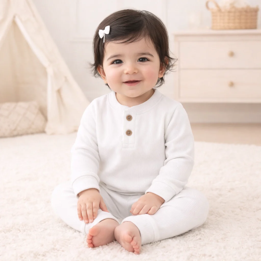 Baby Rib Bodysuit & Pajama Set White - Oolaa - Image 2