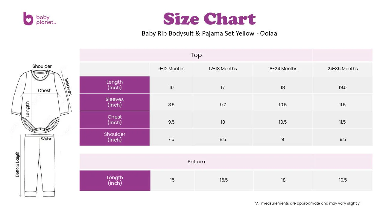 Baby Rib Bodysuit & Pajama Set Yellow - Oolaa - Image 2