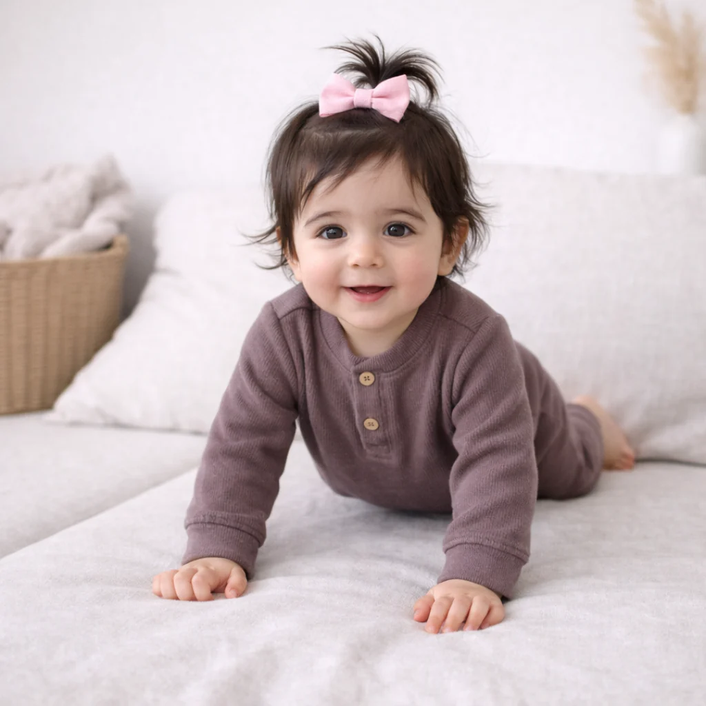 Baby Ribbed Long-Sleeve Button Up Jumpsuit Dark Peach - Oolaa - Image 2