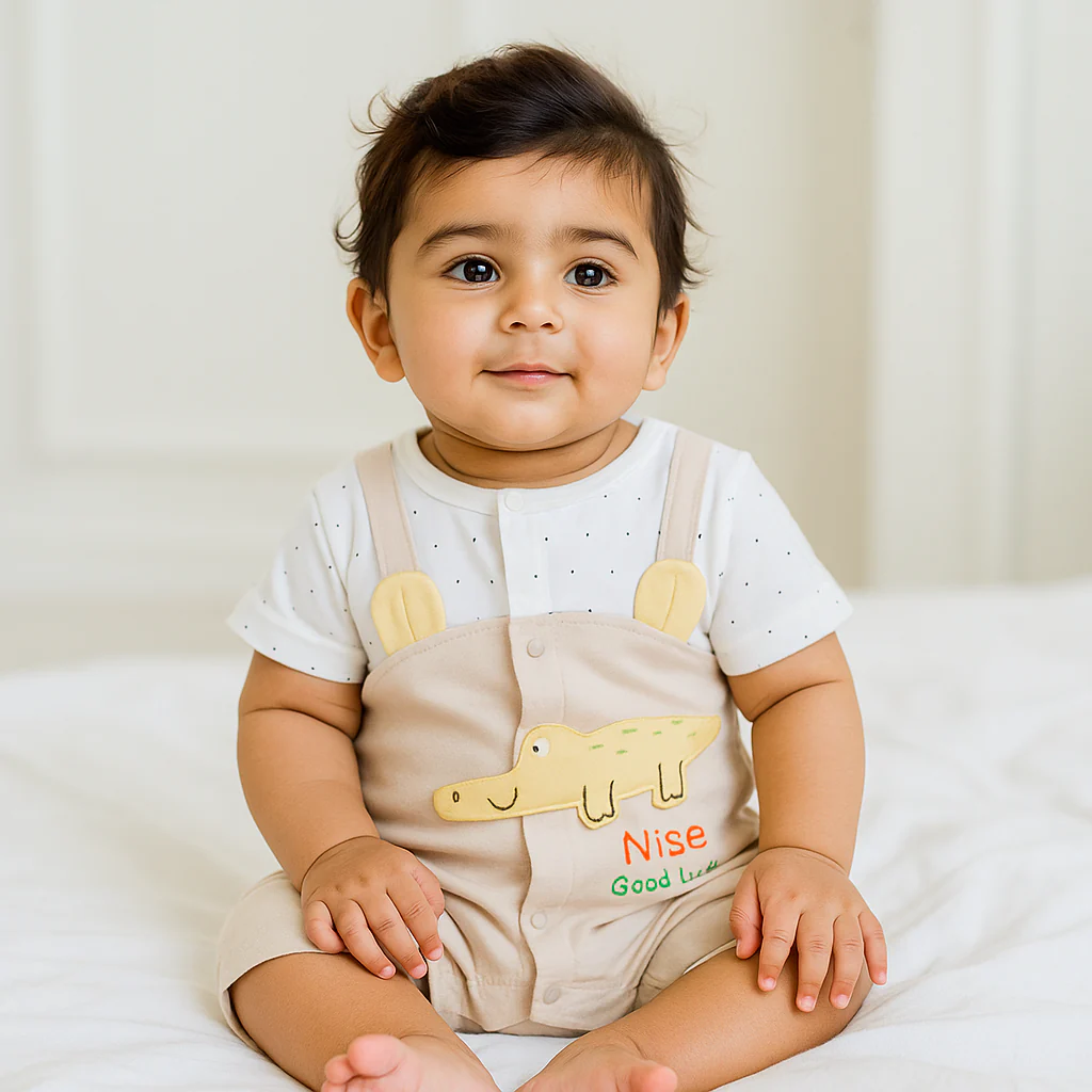 Baby Romper Crocodile White & Brown - Sunshine