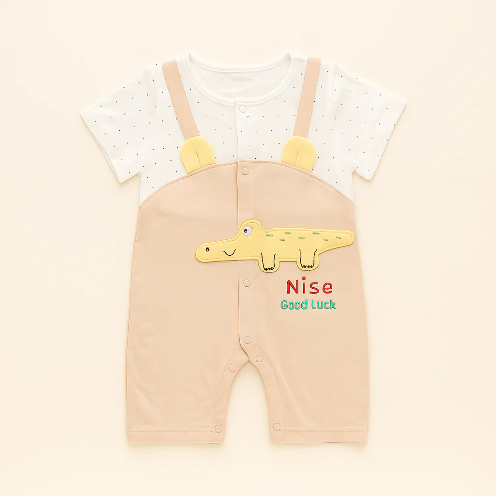 Baby Romper Crocodile White & Brown - Sunshine - Image 2