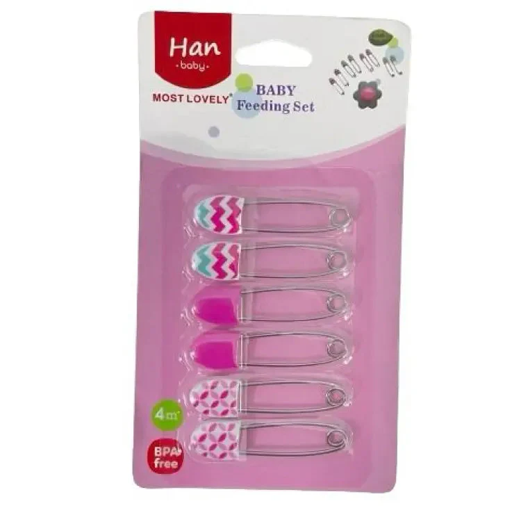 Baby Safety Pins 6 Pcs Pink - Sunshine