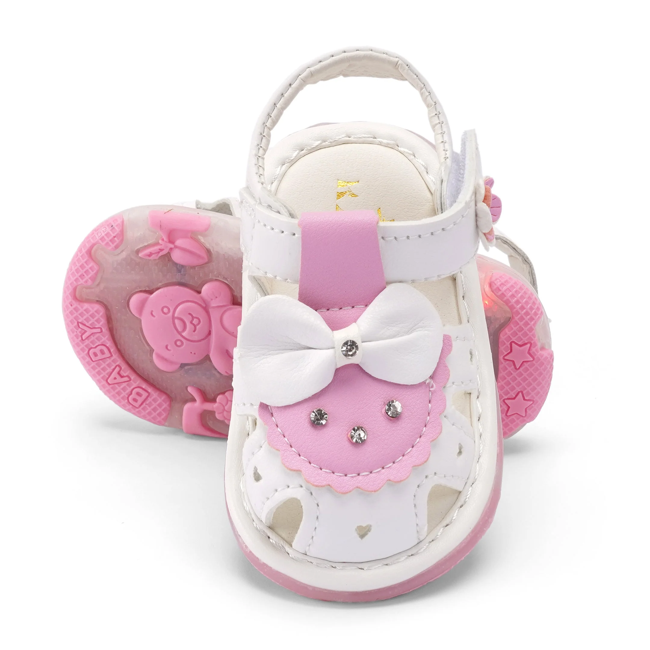 Baby Sandals Bow White With Lights - Sunshine - Image 2