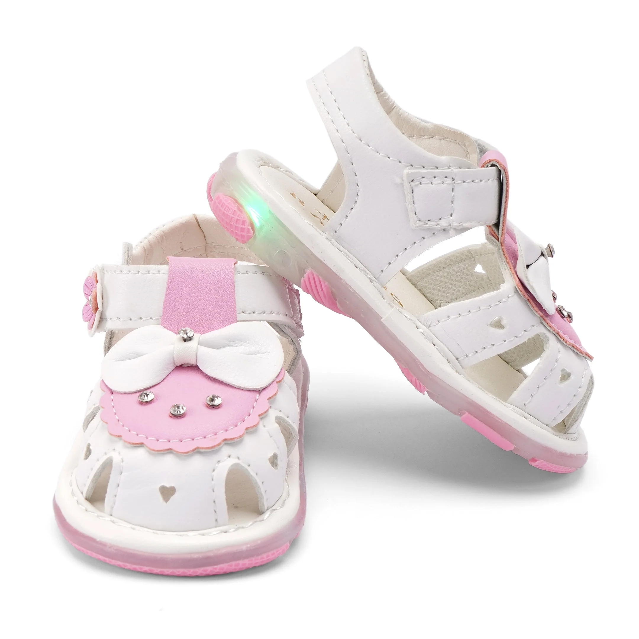 Baby Sandals Bow White With Lights - Sunshine - Image 3