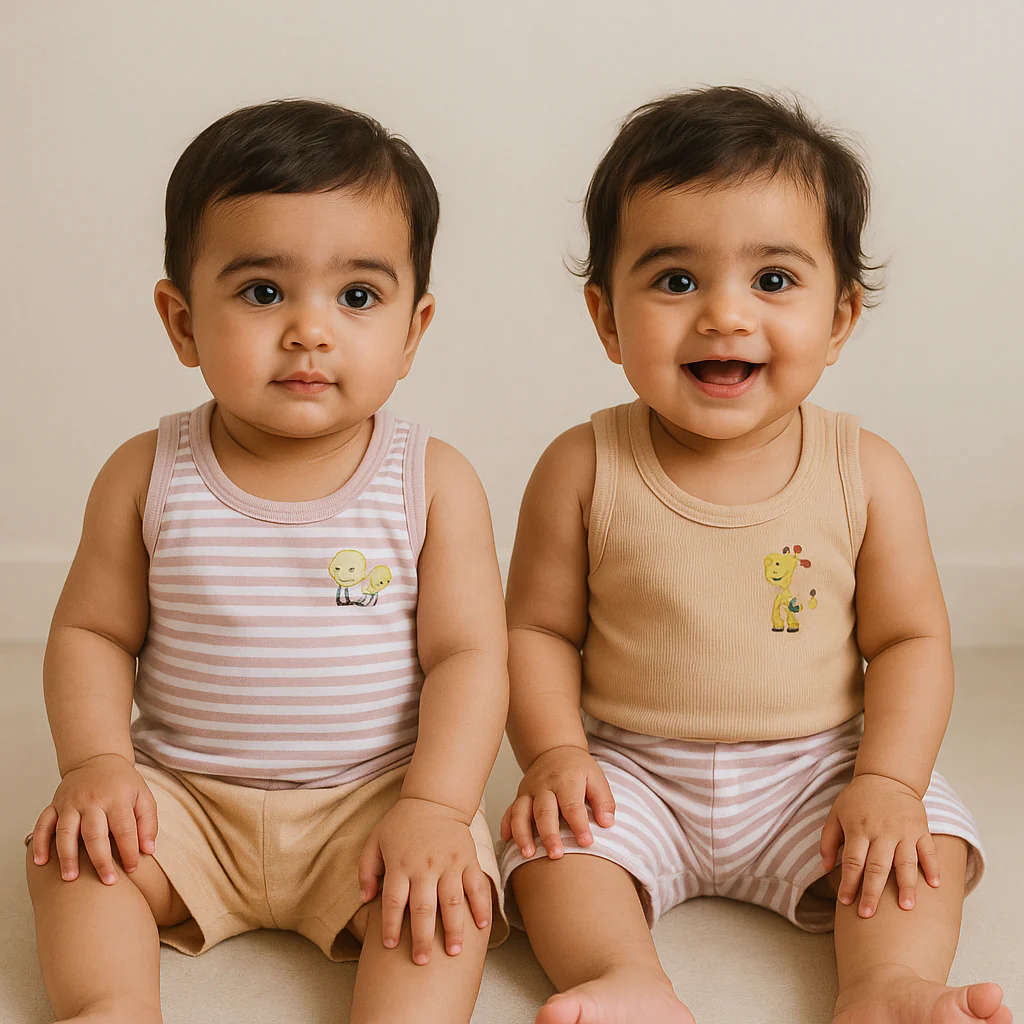 Baby Sandos Pack Of 2 Stripes Beige - Sunshine