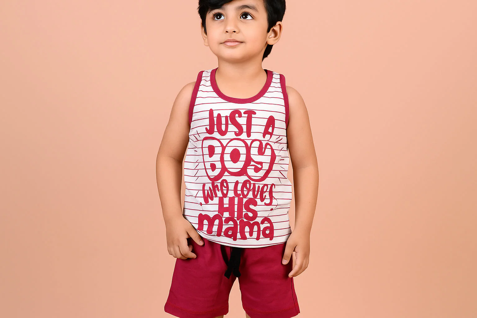Baby Sandos & Short Set Just A Boy Stripes Red - Mini Charm - Image 4