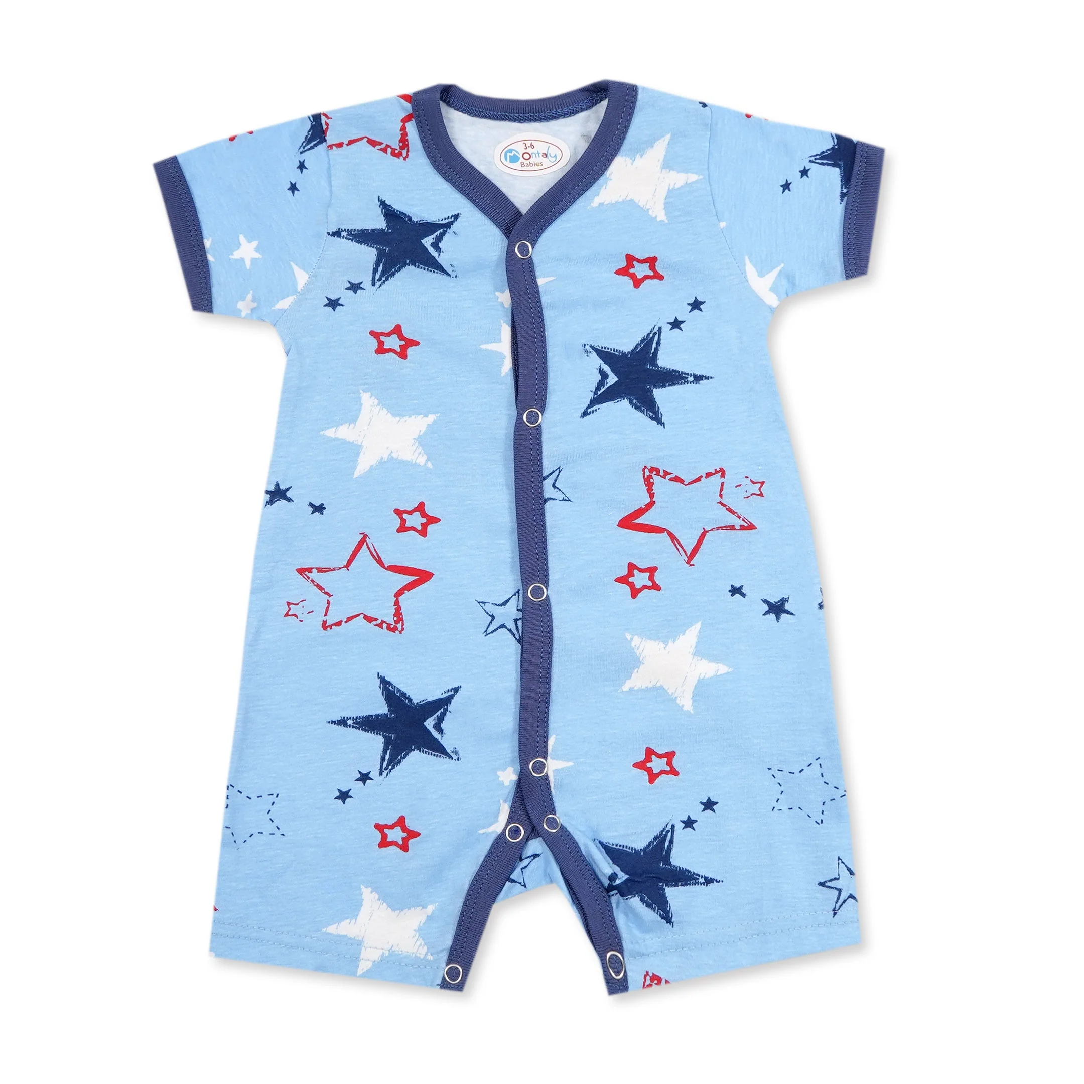 Baby Short-Leg Romper Pack Of 3 Bear Blue - Sunshine - Image 4