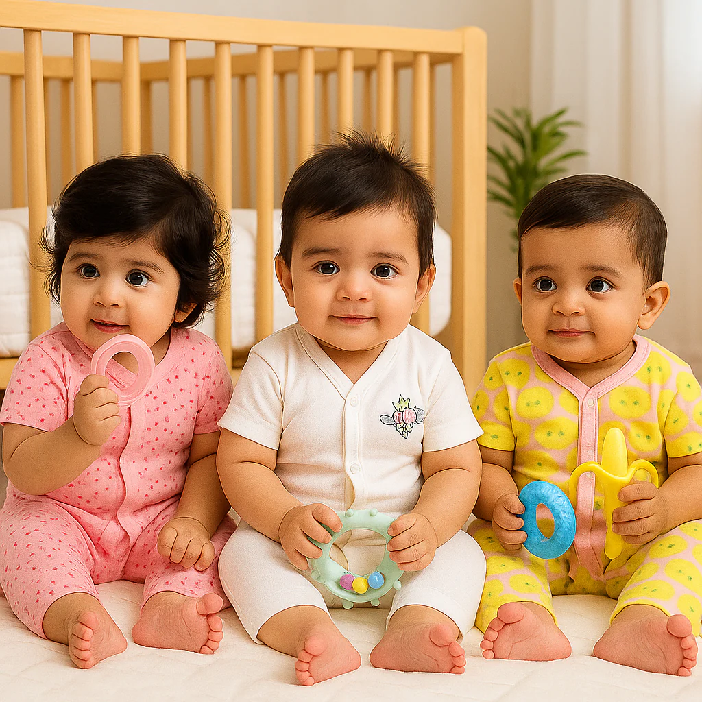 Baby Short-Leg Romper Pack Of 3 Dots Pink - Sunshine - Image 2