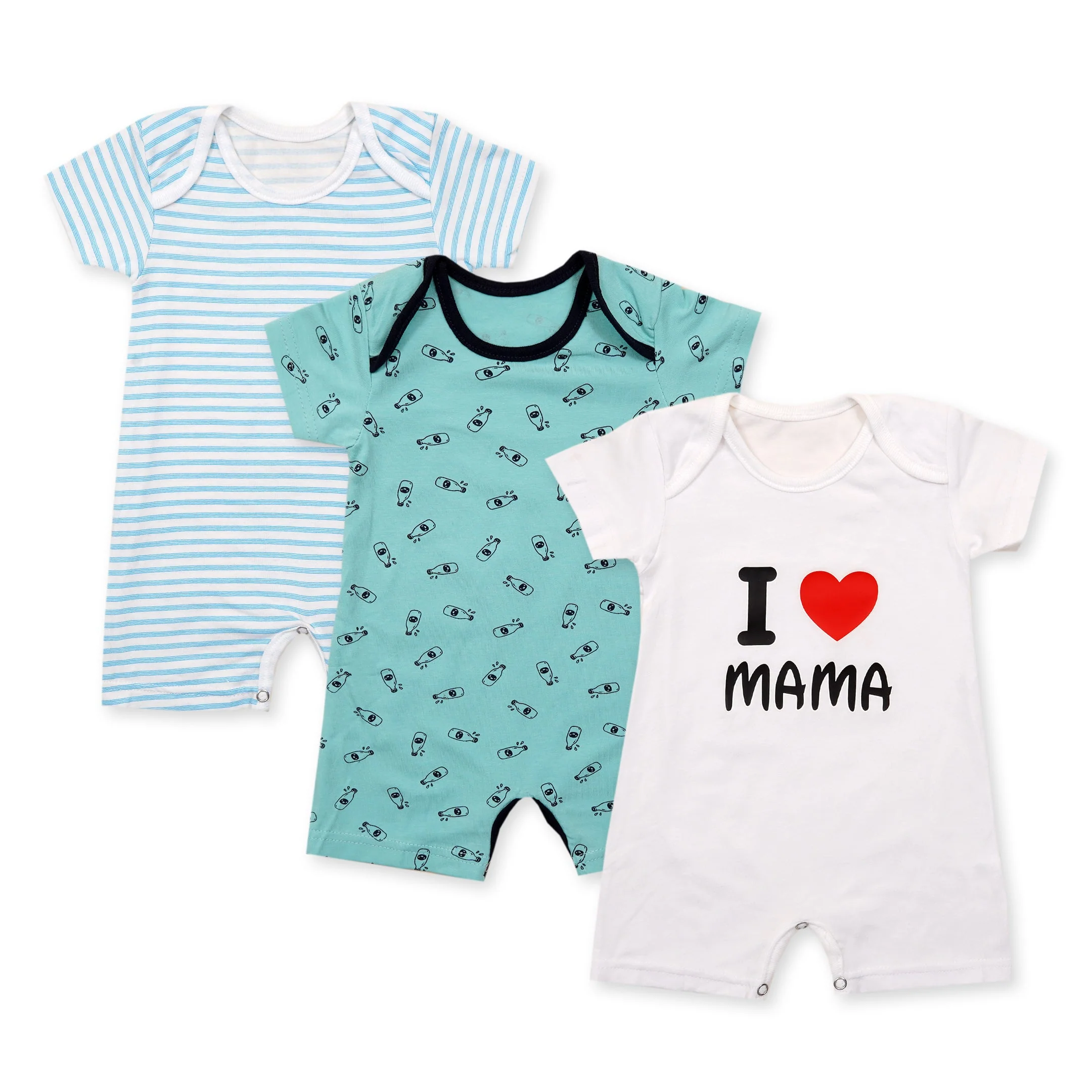 Baby Short-Leg Romper Pack Of 3 I Love Mama - Sunshine - Image 3