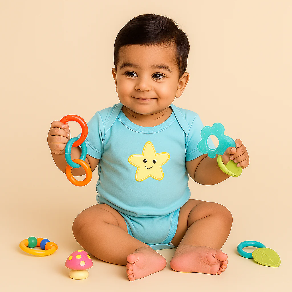 Baby Short Sleeves Bodysuit Multi Design & Multi Character Sky Blue - Sunshine - Image 3